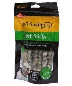 TailSwingers Deli Sticks priboljšek za pse - surova koža ovita v ribjo kožo