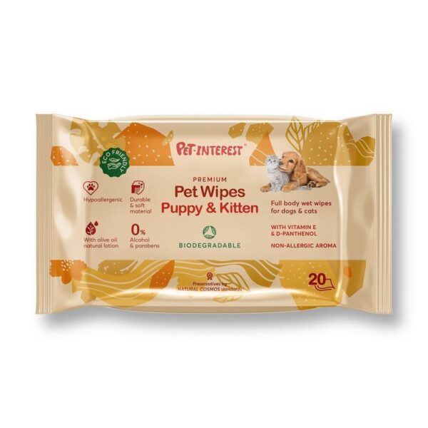 PETINTEREST navlaženi robčki za nego psov PUPPY & KITTEN - 20kos