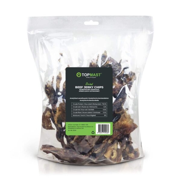 Alternative view of Pasji priboljšek hrustljavo posušeno goveje meso BEEF JERKY CHIPS 500g