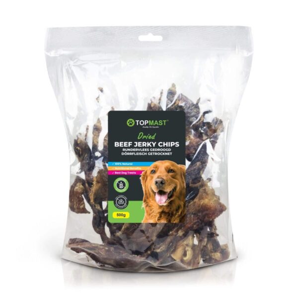 Pasji priboljšek hrustljavo posušeno goveje meso BEEF JERKY CHIPS 500g