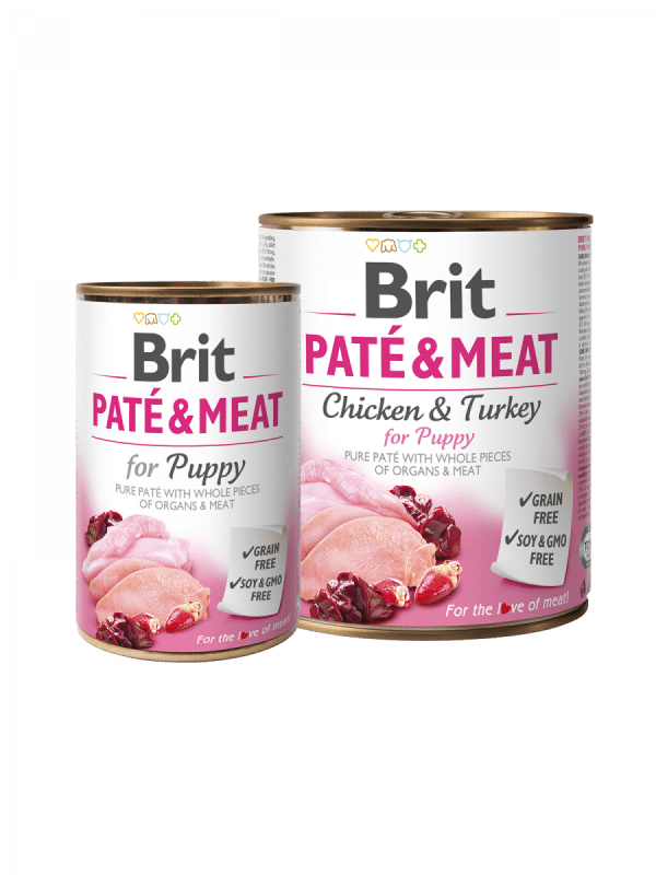 BRIT pasja konzerva PATÉ & MEAT - PUPPY piščanec s puranom