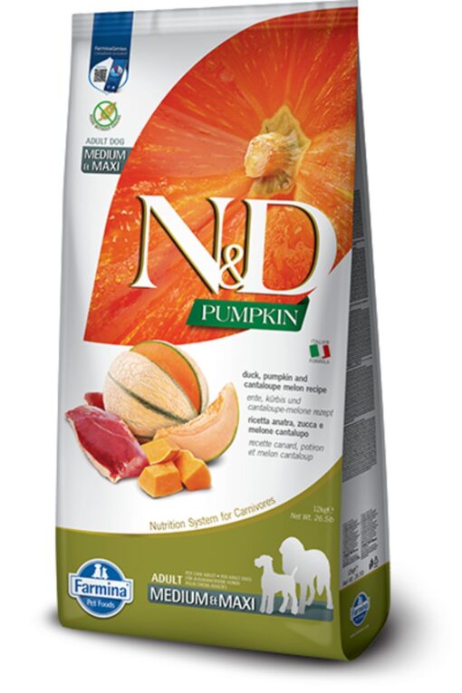 N&D Grainfree Pumpkin Dog Duck&Cantaloupe Adult Medium/Maxi raca z melono 12 kg
