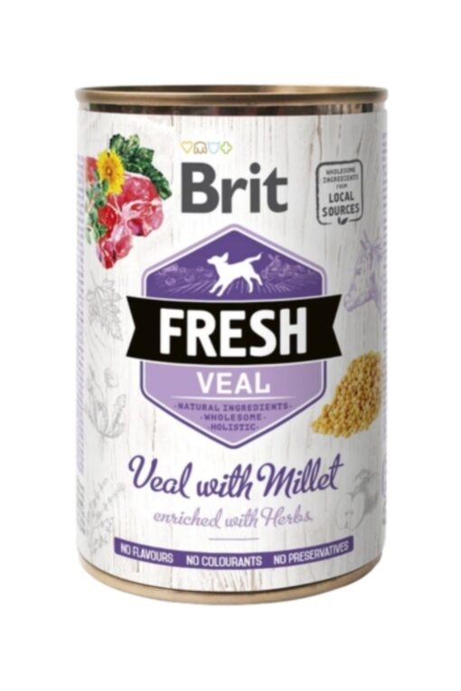 Brit Fresh pasja konzerva teletina s prosom