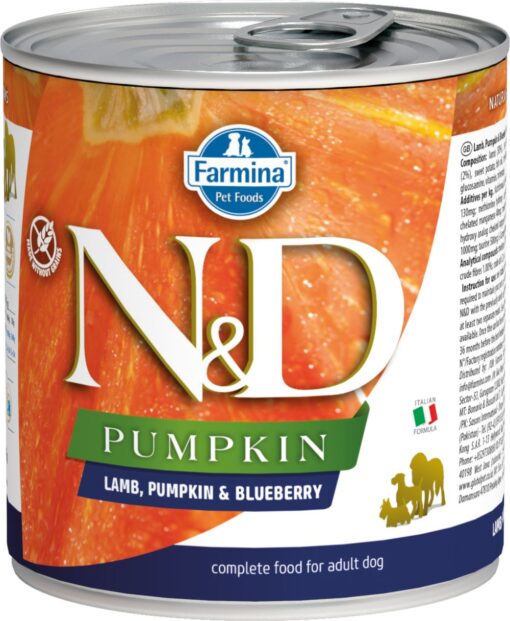 N&D Pumpkin Dog Adult konzerva jagnjetina z bučo in borovnicami 285 g