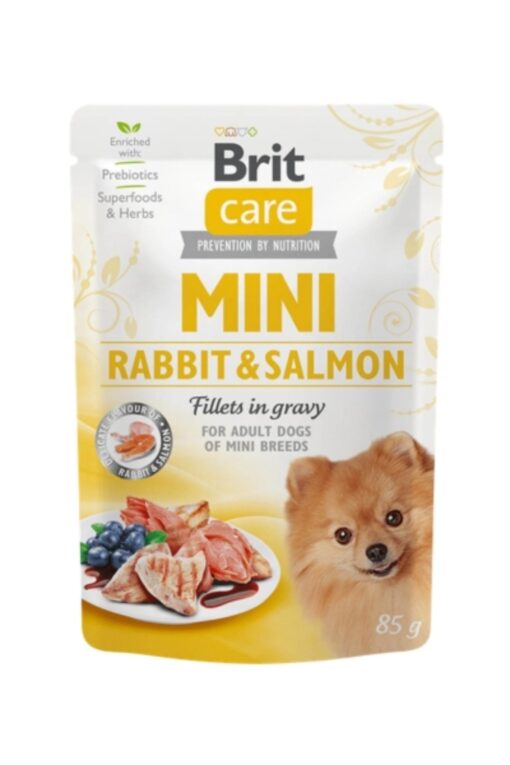 Brit Care Mini mokra hrana zajec z lososom 85 g