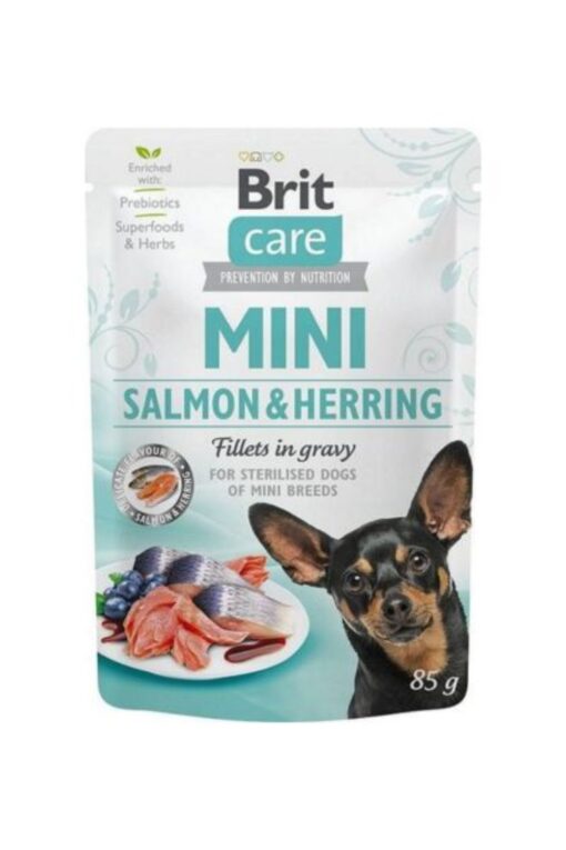 Brit Care Mini mokra hrana Sterilised losos s slanikom 85 g
