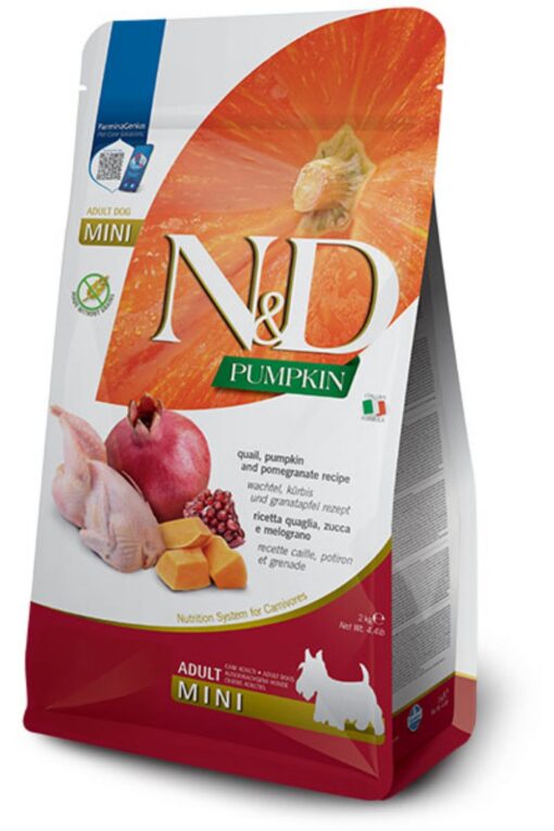 N&D Grainfree Pumpkin Dog Quail&Pomegranate Adult MINI prepelica z granatnim jabolkom 2 kg