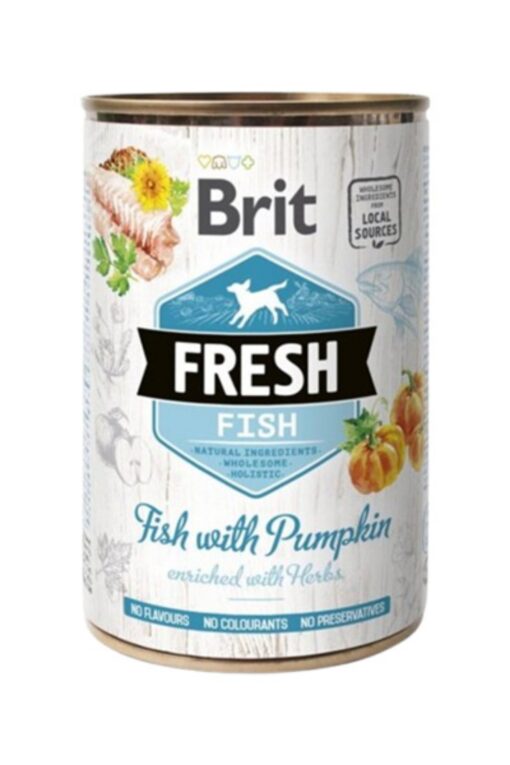 Brit Fresh pasja konzerva riba z bučo