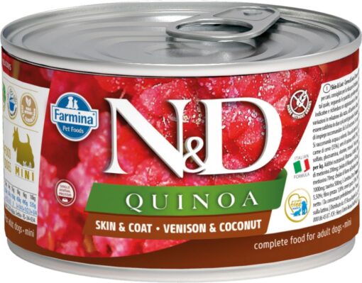 N&D Quinoa Dog Adult Mini konzerva Skin&Coat divjačina s kokosom 140 g